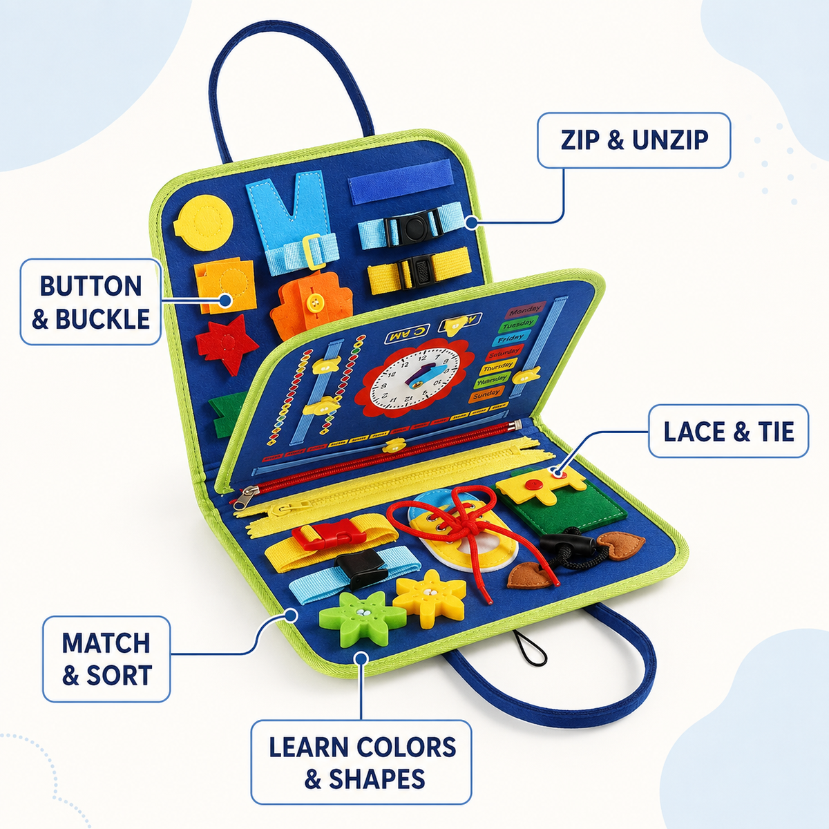 7-in-1 Montessori Busy Board for Toddlers