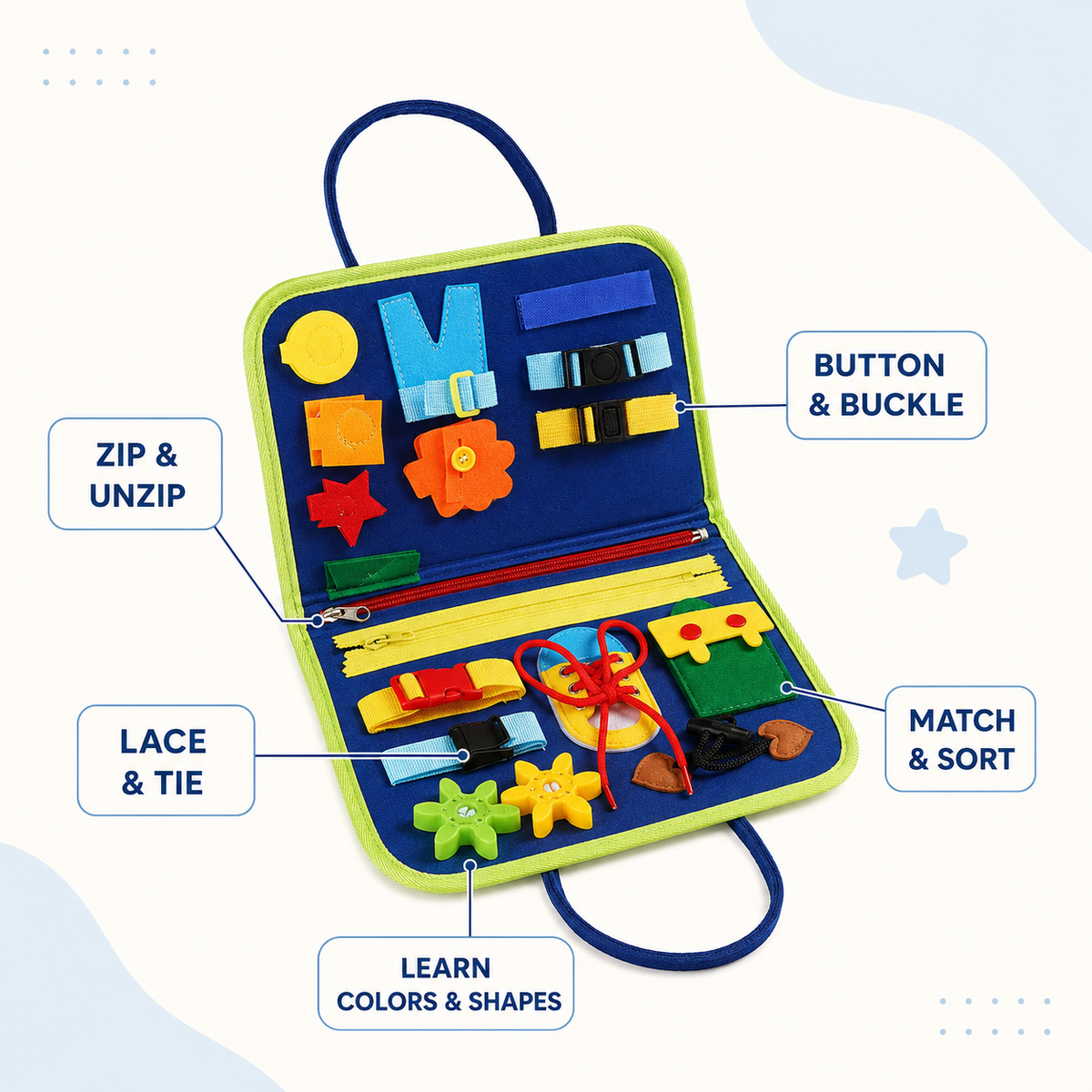 7-in-1 Montessori Busy Board for Toddlers
