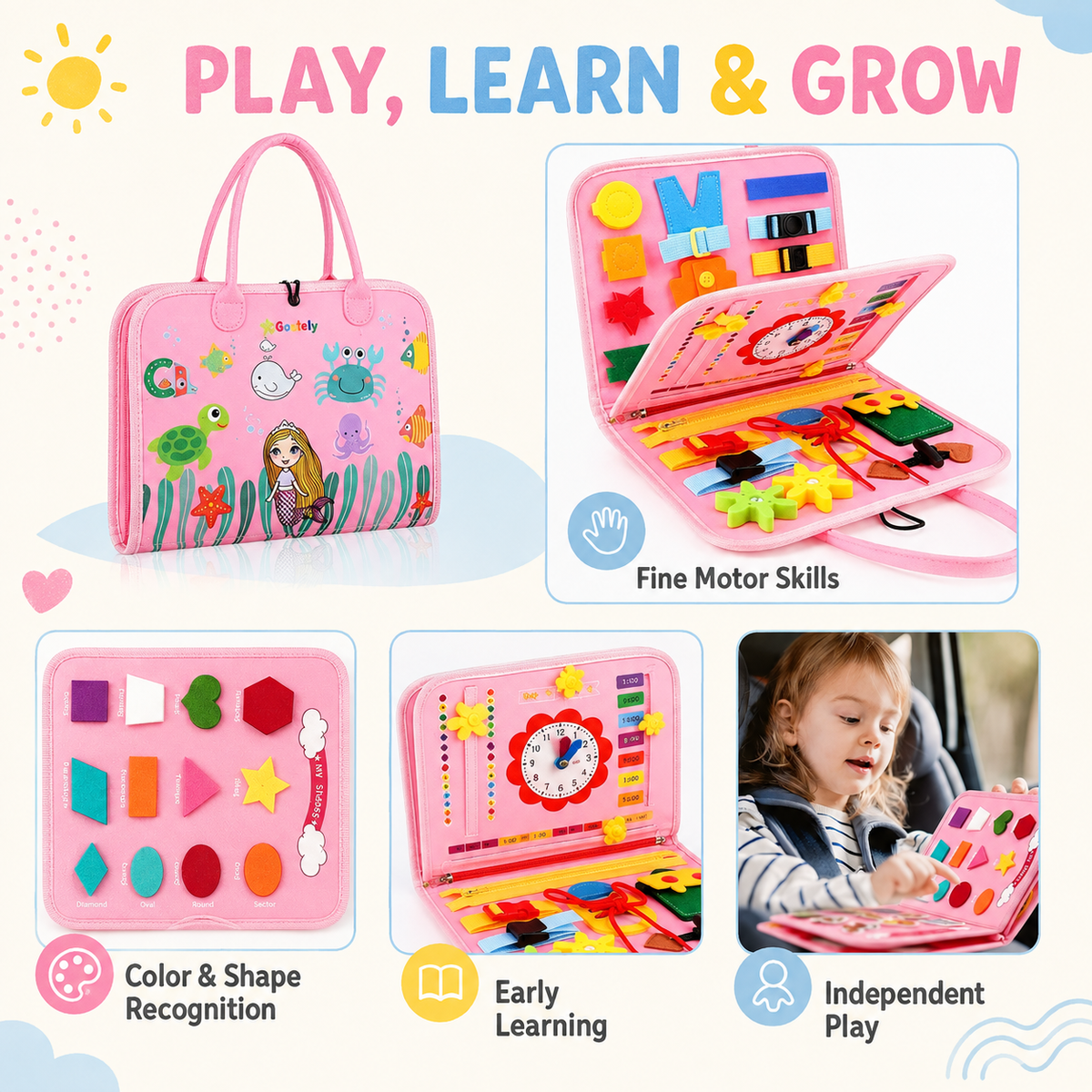7-in-1 Montessori Busy Board for Toddlers