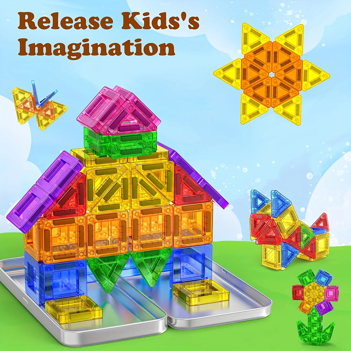 Mini Magnetic Building Blocks, Magnetic Pieces, Educational Building Toys, Travel Size, Easy to Carry, Small Size, Easy to Store