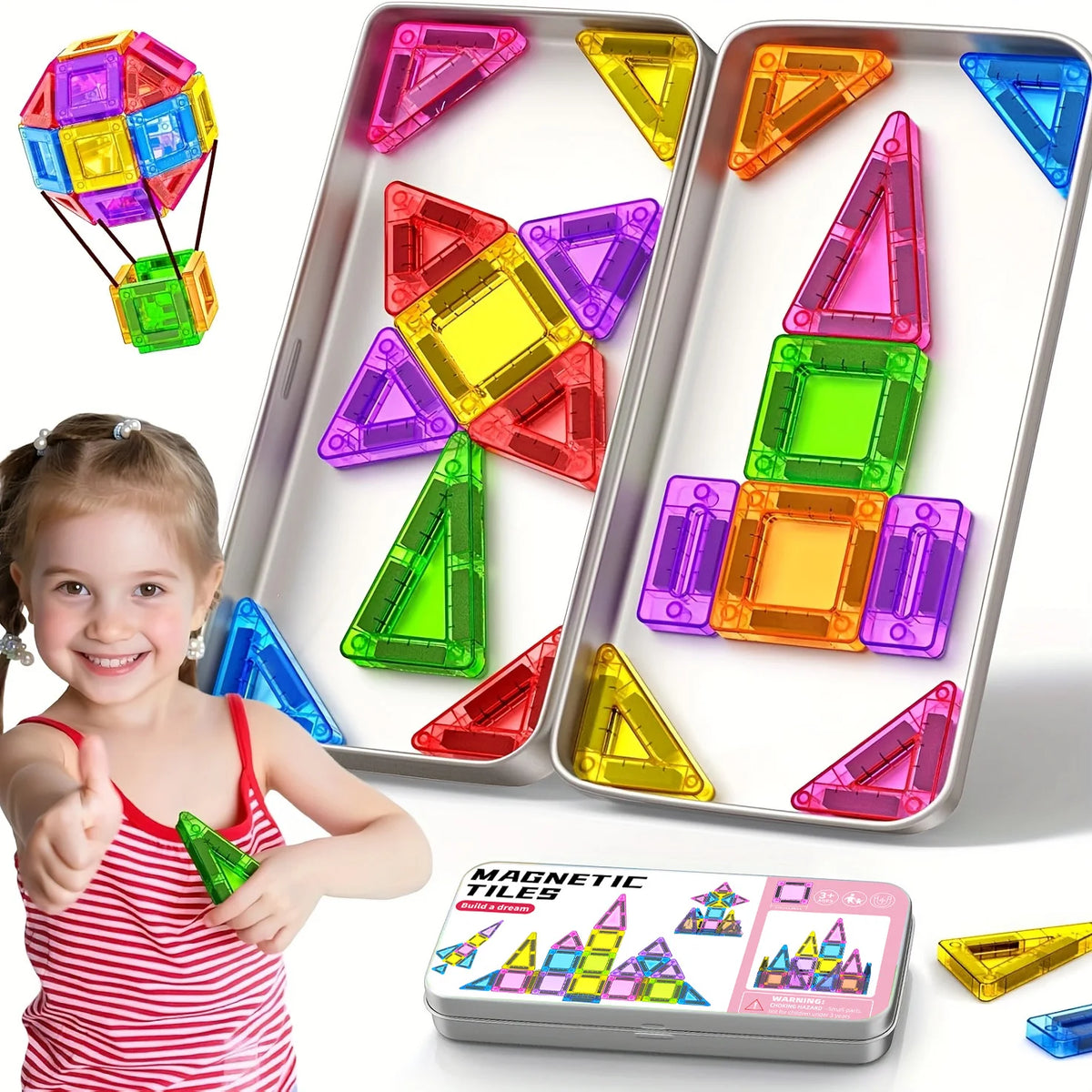 Mini Magnetic Building Blocks, Magnetic Pieces, Educational Building Toys, Travel Size, Easy to Carry, Small Size, Easy to Store