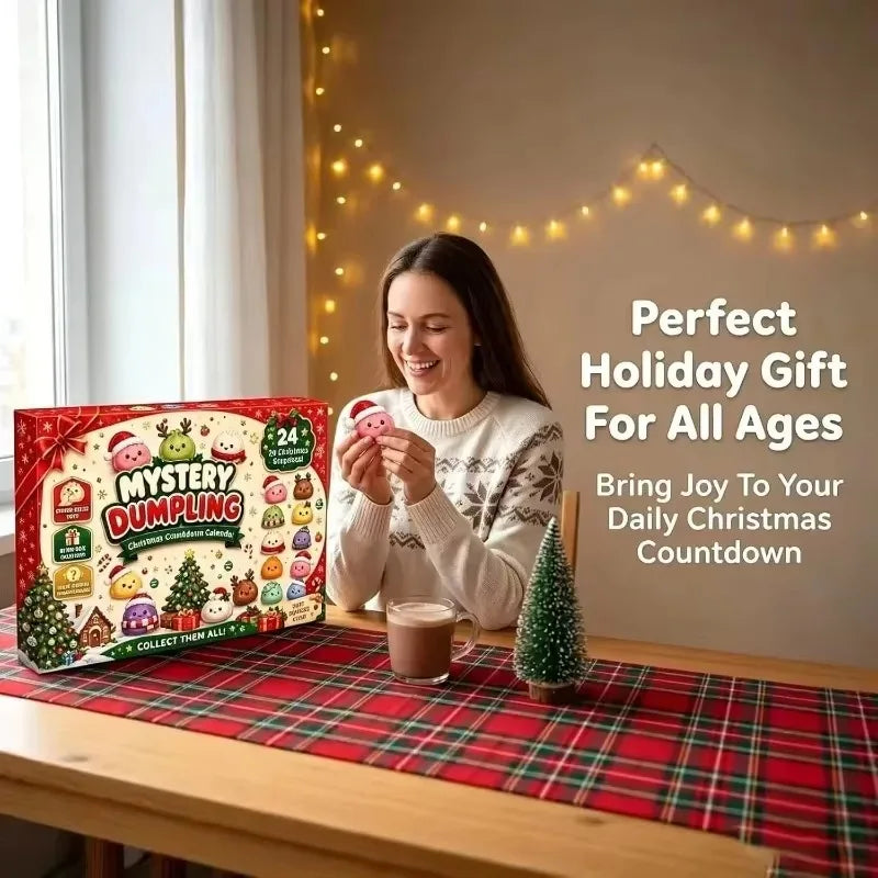 Mystery Dumpling Squishy Advent Calendar box with 24 Christmas squishy surprises